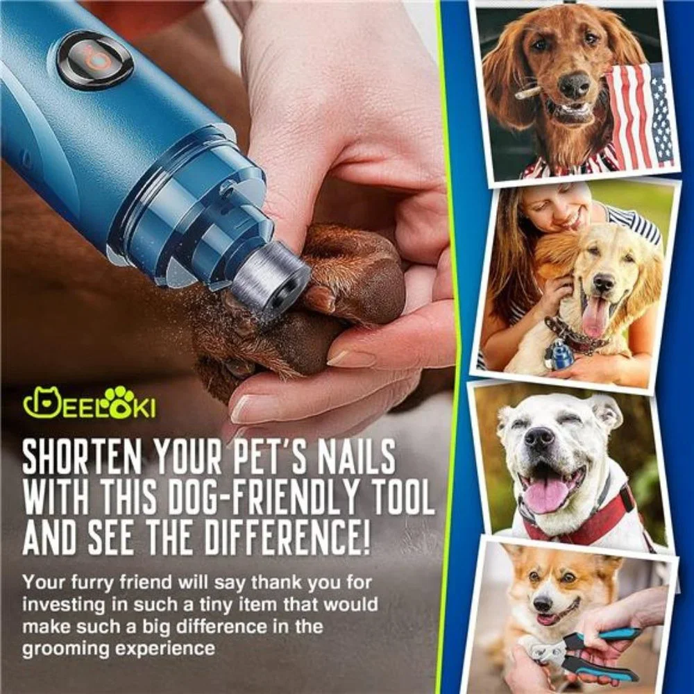 Dog Nail Grinder with LED Light Upgraded 2 Speeds Painless Pet Dog Nail Trimmers